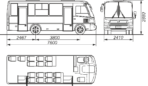 Размеры автобуса паз