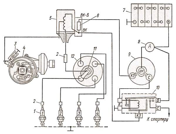 Контактное зажигания уаз 469. Подключение катушки зажигания Москвич 412 схема подключения. Схема подключения зажигания ГАЗ 52 контактное зажигание. Схема системы контактной зажигания Москвич 412. Схема контактного зажигания УАЗ 469.